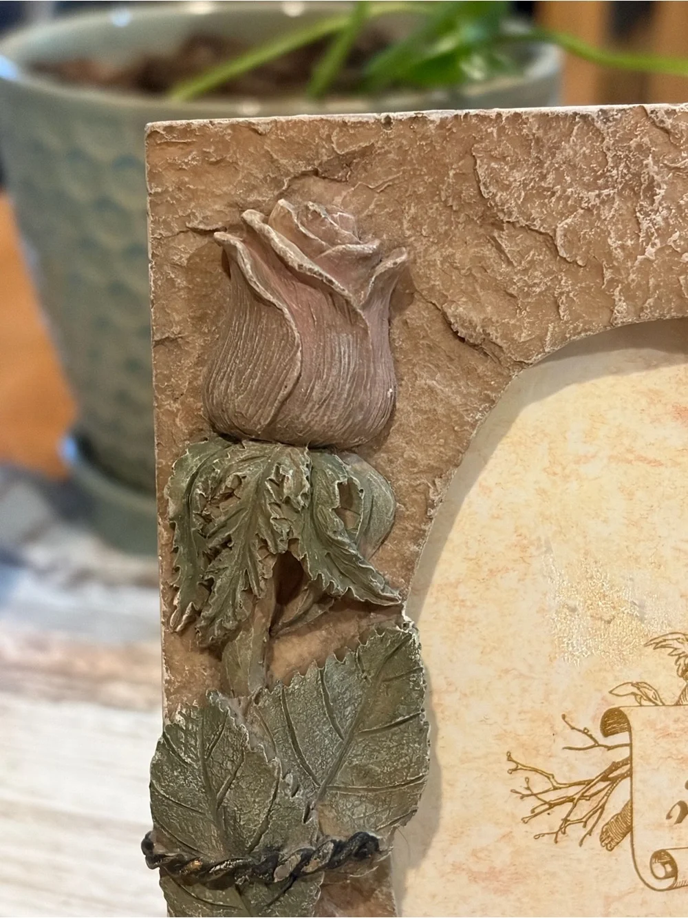 Whimsigoth Oval 3D Resin Picture Frame Rose & Twisted Wire
